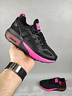 Черно - розовые женские кроссовки Adidas, спортивные женские кроссовки Адидас, женские кроссовки текстиль