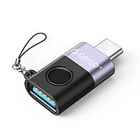 Переходник Orico Type-C - USB 2.0 OTG 22.5W (5V/4.5A) 480 Мбит/с алюминиевый корпус Черный ORICO-WCA-BK-BP