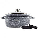 Набір каструль Ofenbach 7 предметів із гранітним покриттям 2.3 л, 4.4 л, 6.5 л KM-100509, фото 2