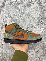 Мужские кроссовки Nike Dunk High Pass-Port Workboot Green Brown Wheat Gold DO6119-300