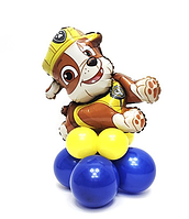 Куля Кріпиш  фольгована на стійці з повітряних куль, фігура Щенячий патруль на підставці з куль Кремез
