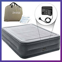 Надувная двухспальная кровать Intex 64418 со встроенным насосом 152х203х56 см