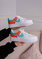 Женские кроссовки Nike Air Force 1 Low White Orange Aqua Clay AA0287-106