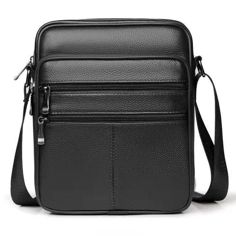 Чоловіча сумка через плече Натуральня шкіра Барсетка Чоловіча шкіряна сумка для документів планшет Чорна, фото 1