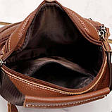 Чоловіча сумка через плече Натуральня шкіра Барсетка Чоловіча шкіряна сумка для документів планшет Коричнева, фото 8
