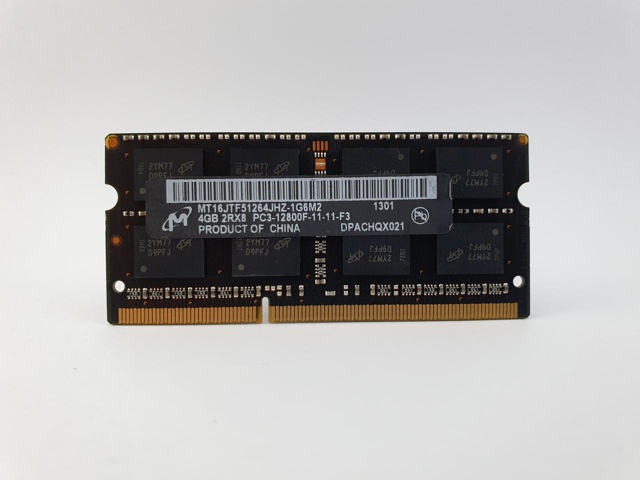 Оперативна пам'ять для ноутбука SODIMM Micron DDR3 4Gb 1600MHz PC3-12800S (MT16JTF51264JHZ-1G6M2) Б/В