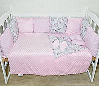 Комплект постельного белья TM Bonna "MINEKO" без балдахина на 3 стороны кроватки. Розовый балерины