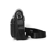 Чоловіча сумка через плече Натуральня шкіра Барсетка Чоловіча шкіряна сумка для документів планшет Чорна, фото 4