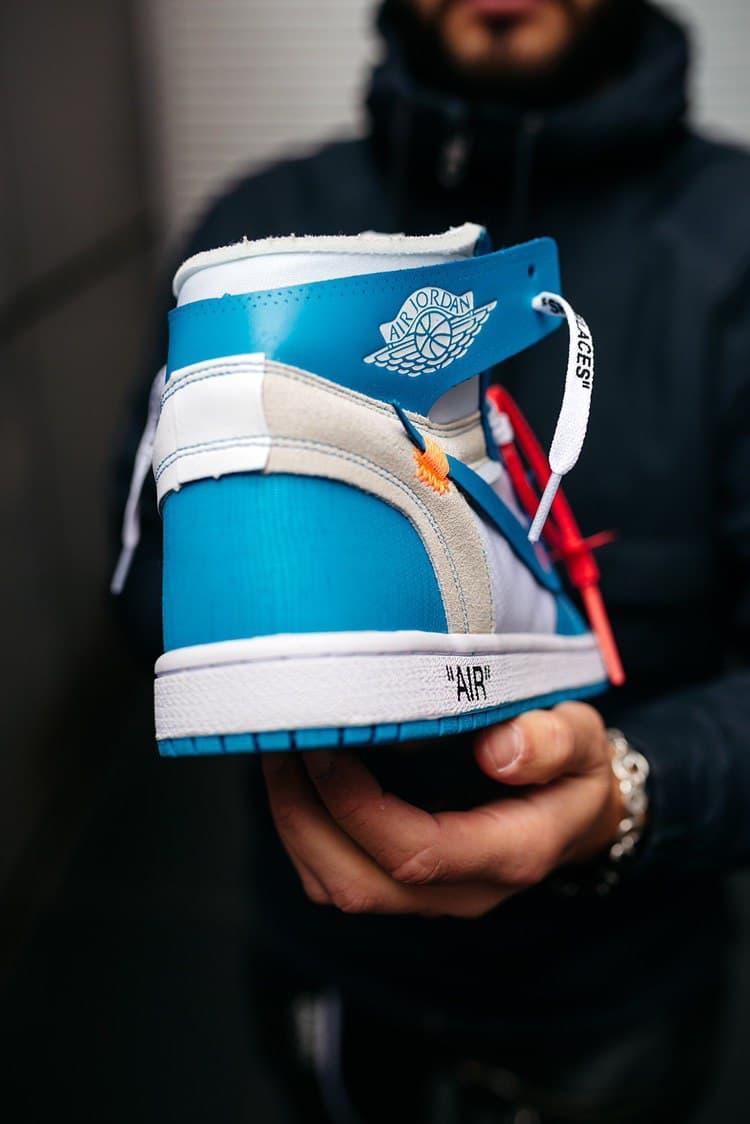Мужские кроссовки Nike Air Jordan 1 Off-White Blue White - фото 4 - id-p1809910896