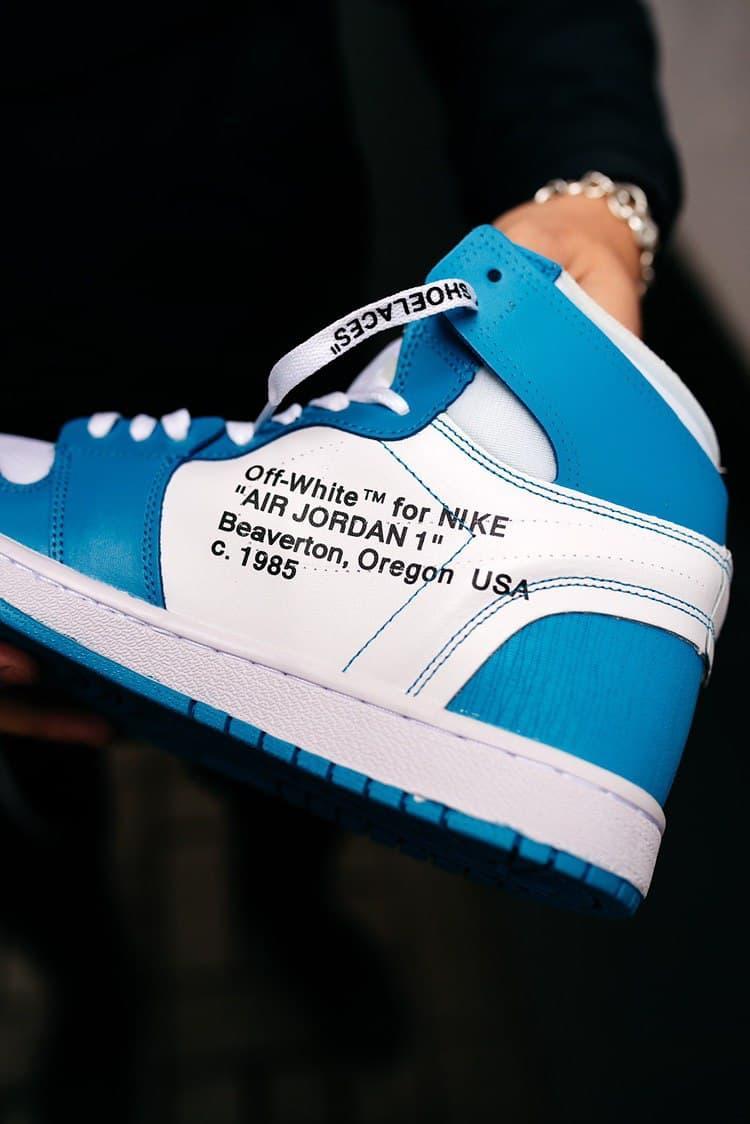 Мужские кроссовки Nike Air Jordan 1 Off-White Blue White - фото 5 - id-p1809910896
