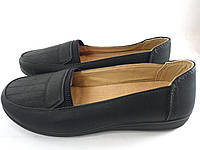 Женские туфли на плоской подошве мокасины с резинкой Черные размер 37 38