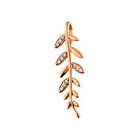 Золотая подвеска на цепочку Веточка с маленькими белыми фианитами