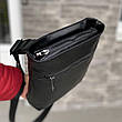 Чоловіча містка сумка барестка через плече чорна екошкіра Bucket, фото 6
