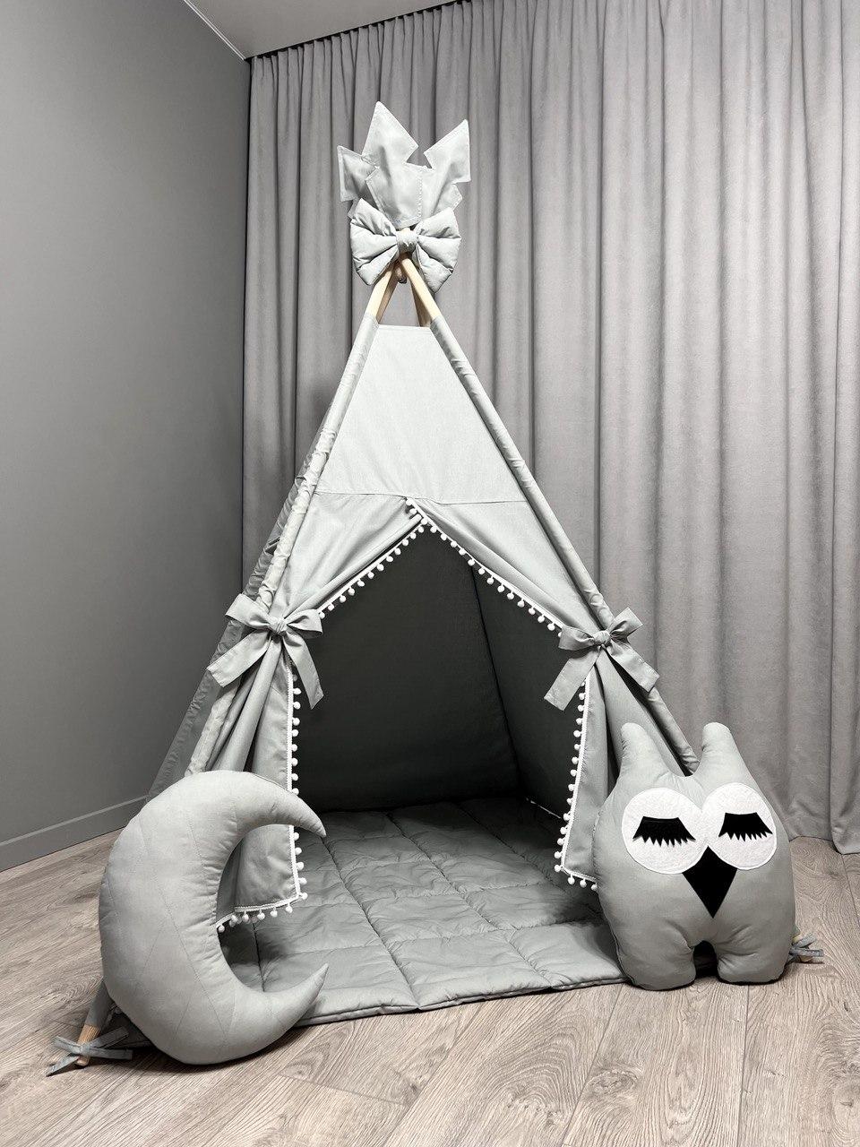 Вігвам дитячий Совенятко БОНБОН Повний комплект, вігвам для хлопчика, дитячий вігвам, дитяча палатка, вігвам для дітей, фото 1