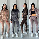 Велюровий спортивний костюм із кофтою на блискавці та штанами джогерами (р. 42-48) 52052013, фото 4