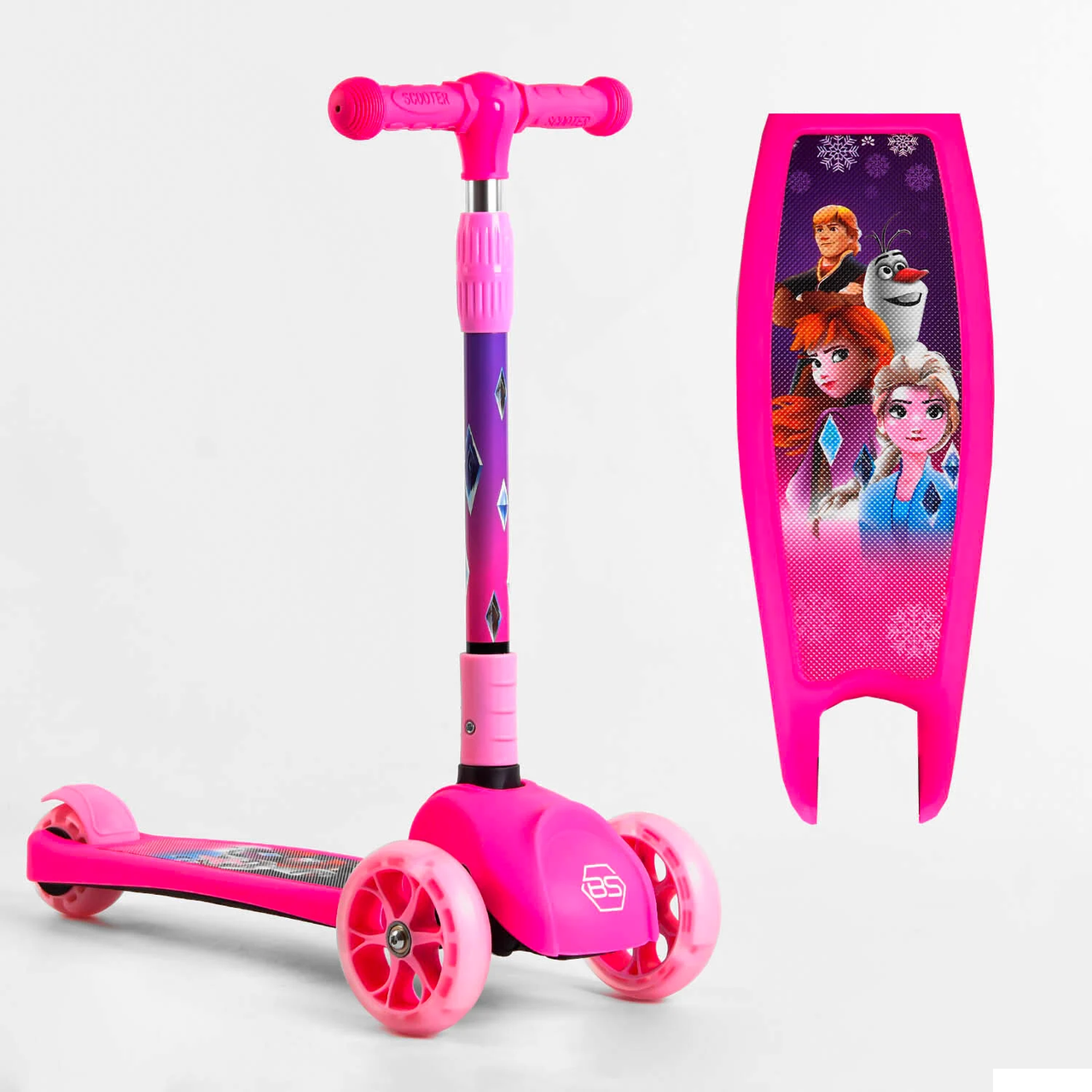 Самокат триколісний 88361 Best Scooter СВІТЛО КОЛІС ТА ДИСКІВ, СКЛАДЕНЕ КЕРМО