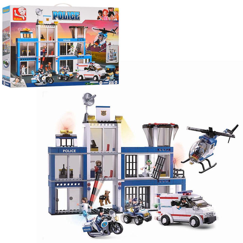 Конструктор SLUBAN M38-B0660 поліція, ділянка, транспорт, 606 деталей, фото 1