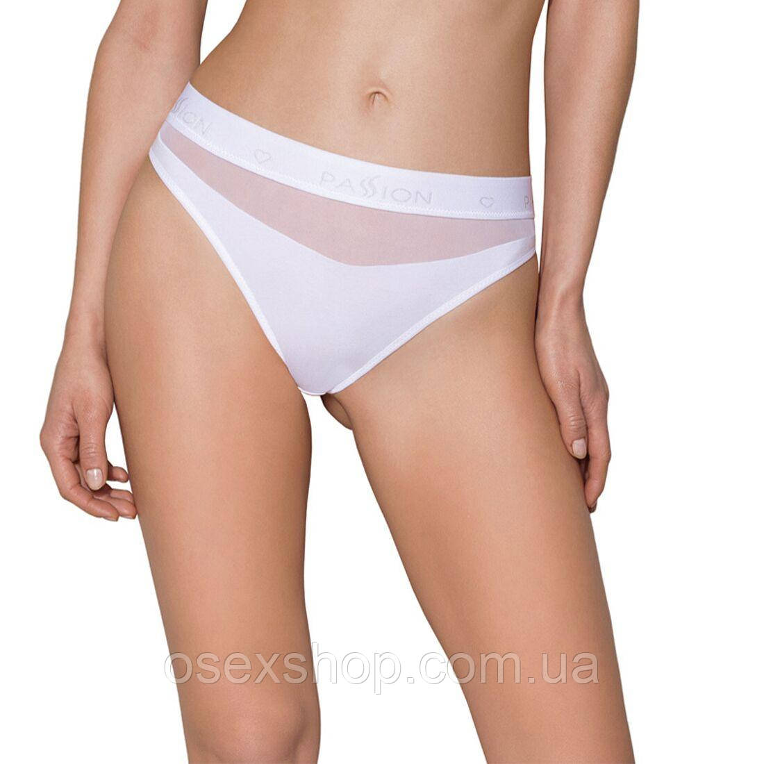 Трусики з прозорою вставкою Passion PS006 PANTIES white, size XL