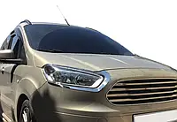 Ресницы на фары (2 шт., нержавейка) Carmos - Турецкая сталь для марки.авто. Ford Courier 2014-2024 гг.от VLF