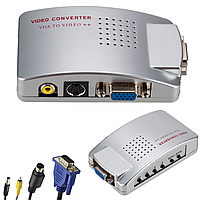 Конвертер адаптер 4в1 с VGA на RCA, AV, S-Video / Преобразователь видеосигнала / Переходник с AV на VGA