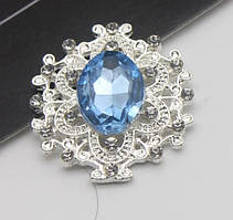 Камінь в срібній ажурній оправі 30*32 мм світло-синій