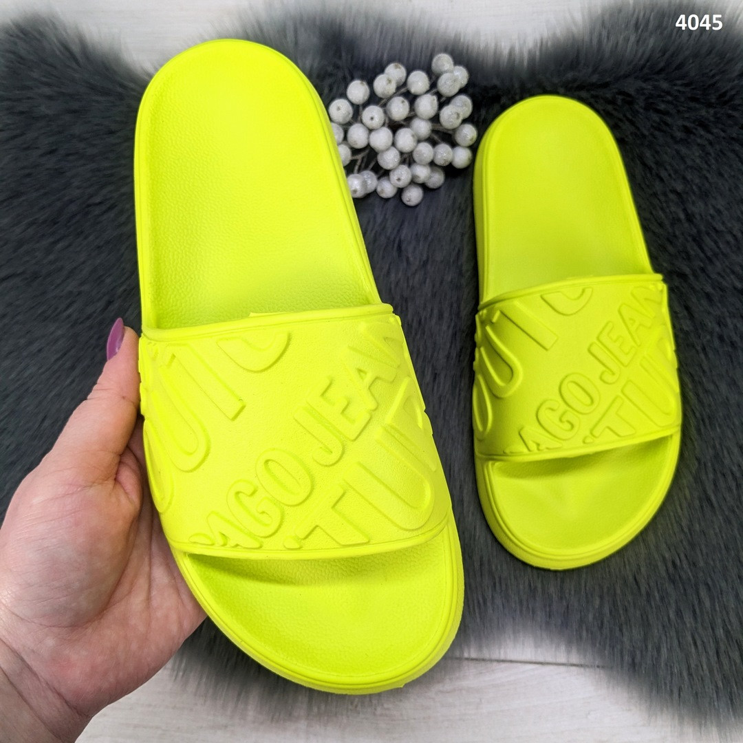 Шльопанці жіночі сланці пінкові жовті (лайм) Даго Стиль