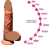 Фалоїмітатор із підігрівом і висуванням на пульті, Вібратор фаллос з обертанням на присоску 21 см, Інтимні голки, фото 4