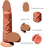 Фалоїмітатор із підігрівом і висуванням на пульті, Вібратор фаллос з обертанням на присоску 21 см, Інтимні голки, фото 6