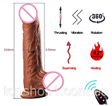 Фалоїмітатор із підігрівом і висуванням на пульті, Вібратор фаллос з обертанням на присоску 21 см, Інтимні голки, фото 5