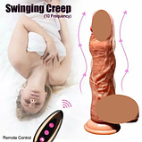 Фалоїмітатор із підігрівом і висуванням на пульті, Вібратор фаллос з обертанням на присоску 21 см, Інтимні голки, фото 10