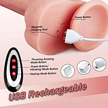 Фалоїмітатор із підігрівом і висуванням на пульті, Вібратор фаллос з обертанням на присоску 21 см, Інтимні голки, фото 7