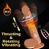 Фалоїмітатор із підігрівом і висуванням на пульті, Вібратор фаллос з обертанням на присоску 21 см, Інтимні голки, фото 8