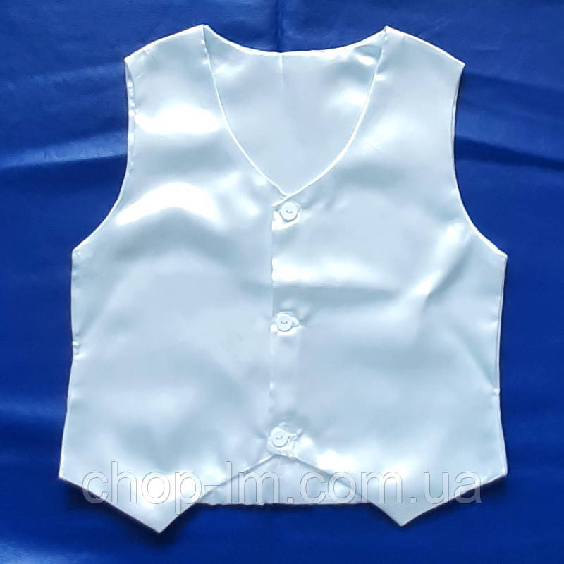 Жилетка дитяча біла (зріст 134 – 140 см). Атласний жилет для танців