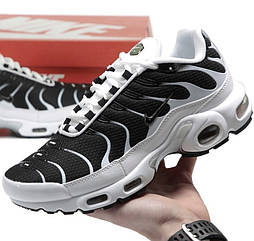 Чоловічі кросівки Nike Air Max Tn plus "black white" літні весна-осінь. Живе фото. топ. Аір макс тн