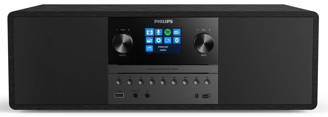 Акустична система TAM6805 2.0, 50W, Spotify, LCD 2.4", FM/DAB+, MP3-CD, USB, Wireless Philips