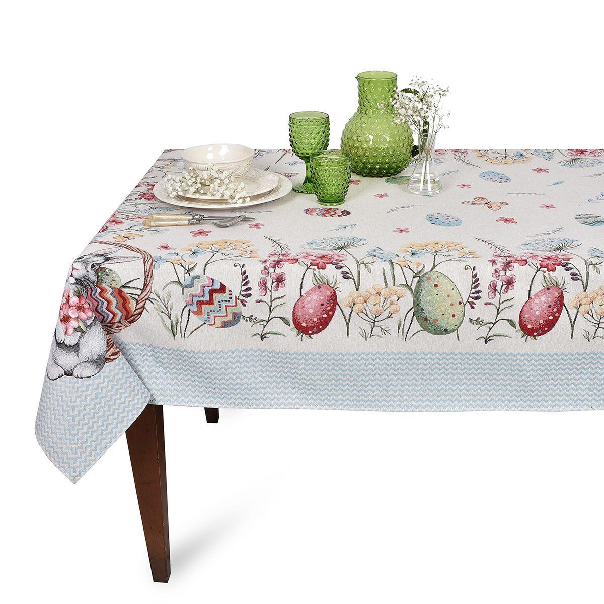 Скатертина гобеленова з тефлоновим просоченням "Великодній кошик" VG Premium 140x220 см, фото 1