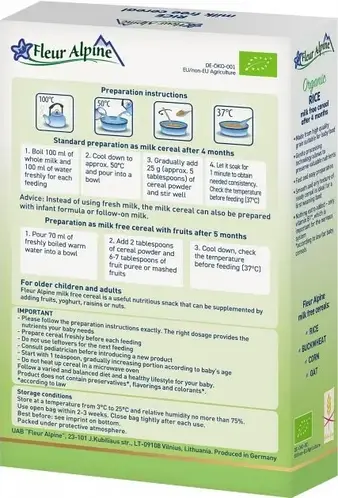 Купить Каша безмолочная Fleur Alpine Organic Рисовая, для детей от 4 ...