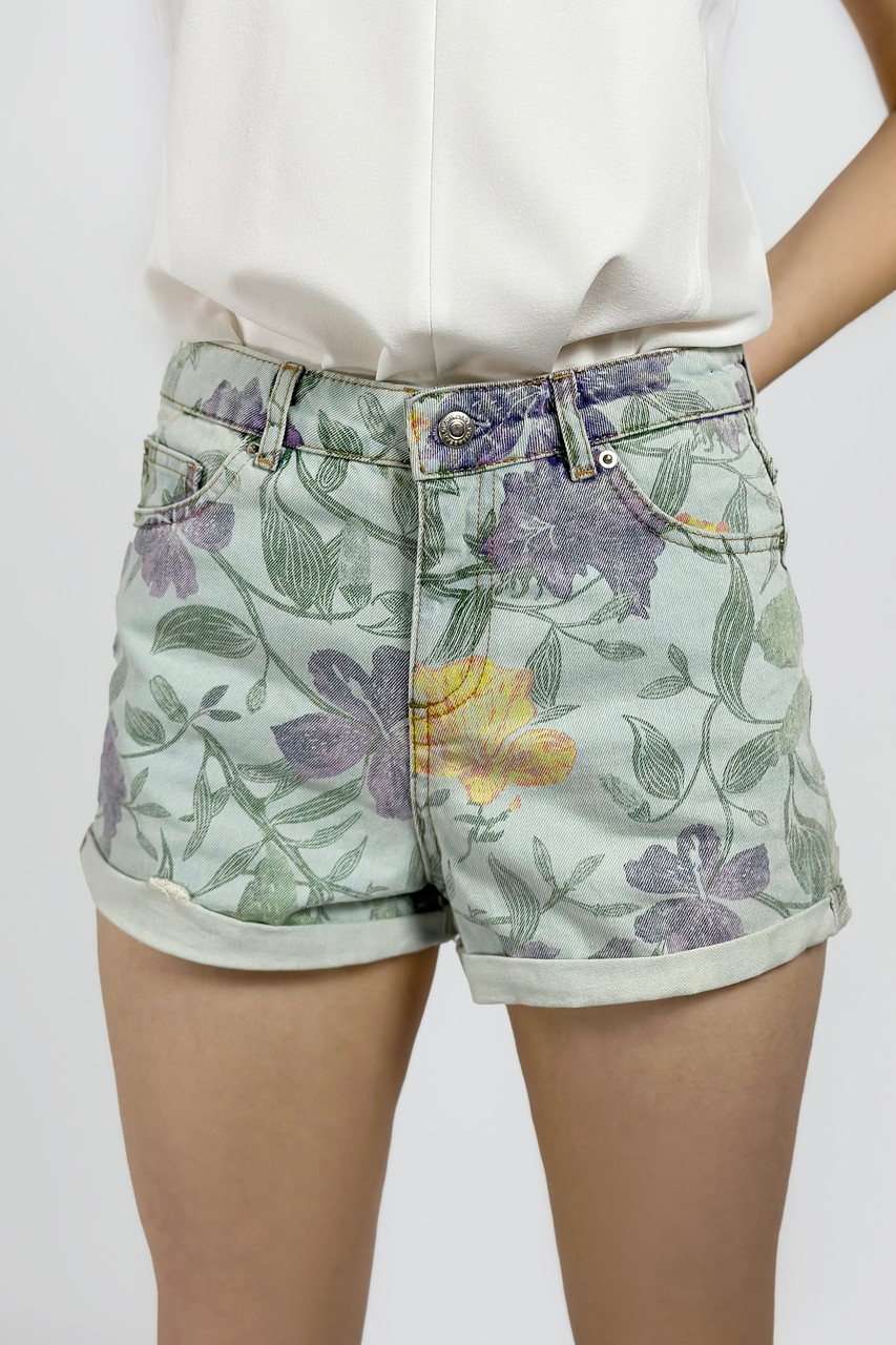 Джинсові шорти з принтом Pull & Bear 9695/305/406 зелені XS