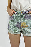 Джинсові шорти з принтом Pull & Bear 9695/305/406 зелені XS, фото 7
