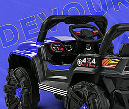 Дитяча машина на акумуляторі Just Drive JЕEP GRAND-RS1. Два мотори по 30 Вт, MP3, 6 км/год. Синій, фото 3