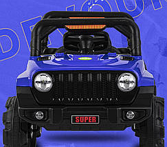 Дитяча машина на акумуляторі Just Drive JЕEP GRAND-RS1. Два мотори по 30 Вт, MP3, 6 км/год. Синій, фото 4