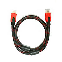 HDMI кабель 5m з нейлоновим обплетенням і позолоченими конекторами чорно-червоний