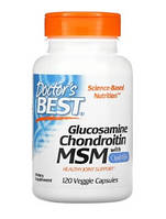 Глюкозамин, хондроитин и МСМ с OptiMSM, Doctor's Best 120 вегетарианских капсул