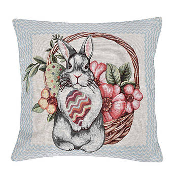 Наволочка гобеленова з тематичним малюнком "Великодній кошик" VG Premium 45x45 см