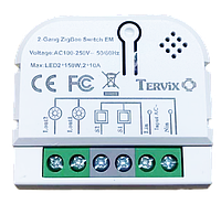 Выключатель Tervix Pro Line ZigBee Switch (2 клавиши) реле для скрытого монтажа