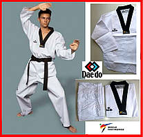 Добок для тхеквондо із чорним коміром Daedo TA 1022 WTF теквондо костюм форма одяг для бойових мистецтв