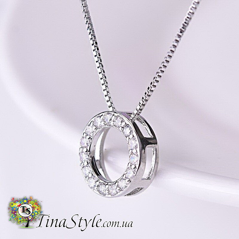 Підвіска кулон у стилі мінімалізм коло  з цирконами геометрія стиль тіффані tiffany, фото 1