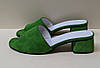 STTOPA Розміри 36-44. Шльопанці великих розмірів шкіряні. Каблук 4,5 см. 124-3644-45-1 Зелені, фото 2