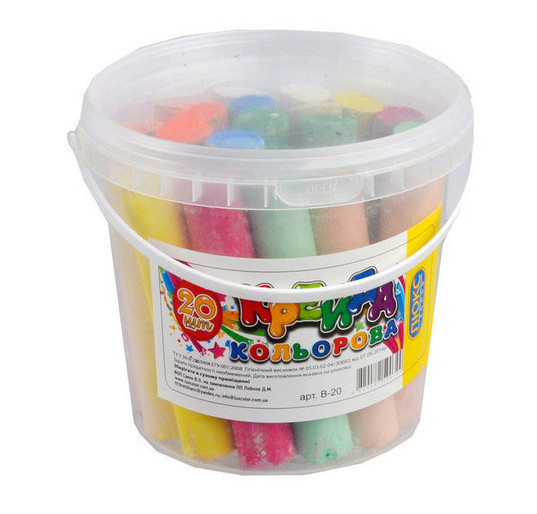 Крейда асфальтна "Люкс-Колор" кольорова кругла 20 штук