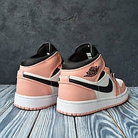 Рожеві кроссівки Nike Air Jordan 1 Retro жіночі. Стильне жіноче взуття Найк Аір Джордан 1 Ретро., фото 5